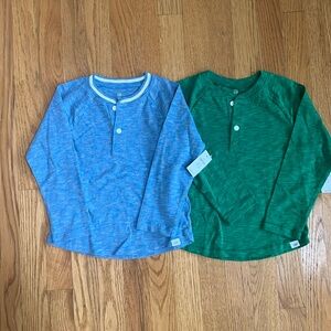Gap NWT Lot of 2. Heathered Henley Long Sleeve Tees. Green & Light Blue